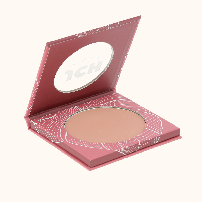 Le packaging ouvert du blush teinte corail de chez JCH Respect.