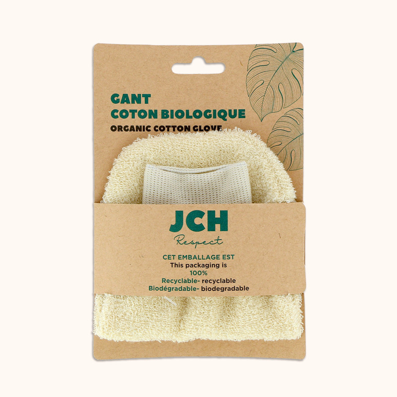 Le gant en coton de chez JCH Respect dans son packaging.