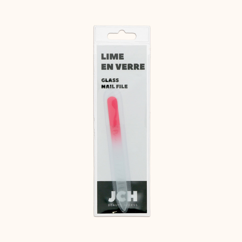 La lime en verre couleur corail de BA dans son packaging BA