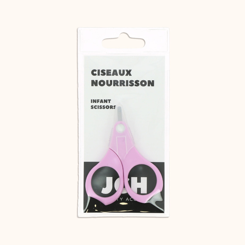 Ciseaux roses ongles pour nourrisson à bouts ronds BA dans son packaging BA