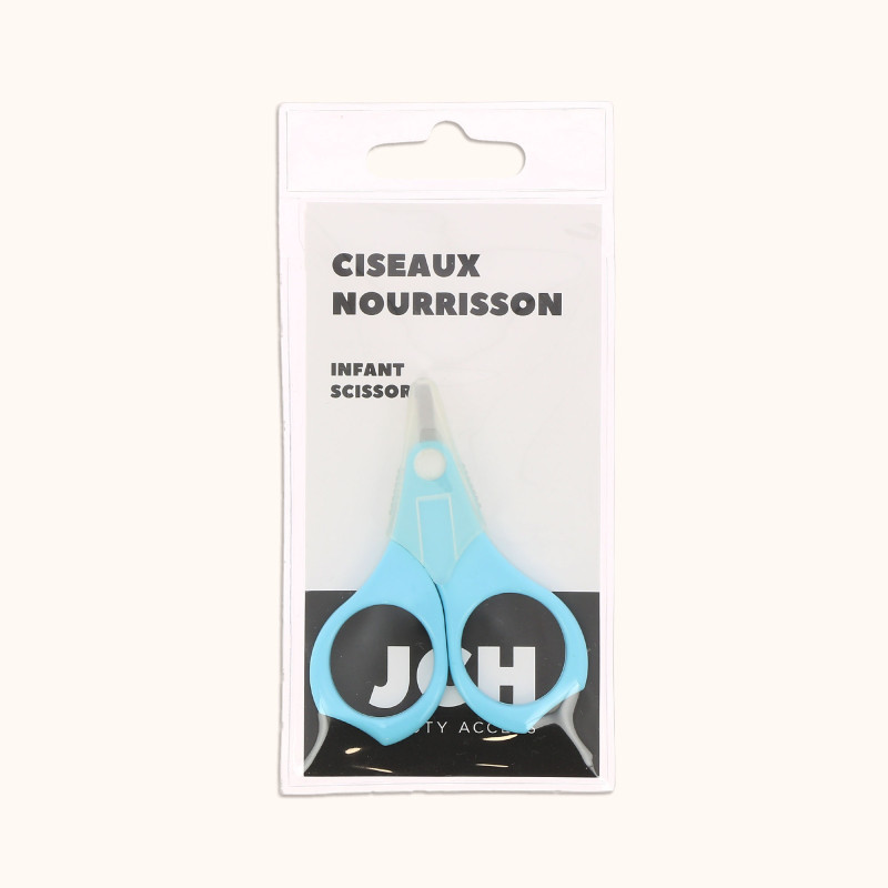 Ciseaux bleus ongles pour nourrisson à bouts ronds BA dans son packaging BA